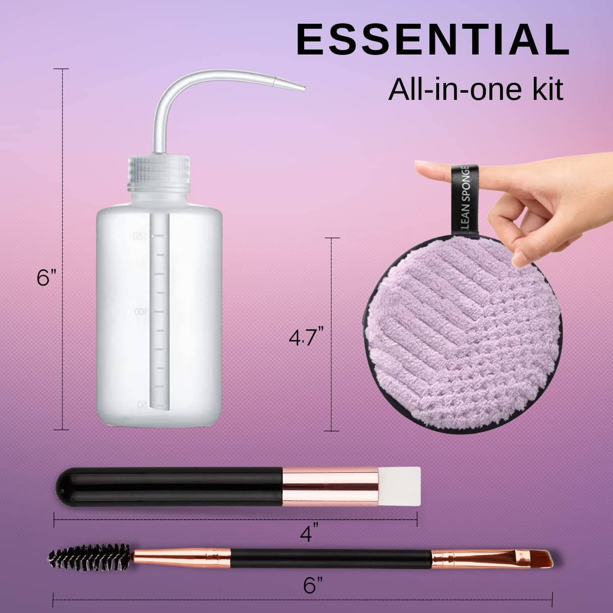 Eyelash Cleanser for Extensions Kit - Sensitive Lash Wash for Eyelash Extensions and Natural Lashes | Oil FREE Makeup & Mascara Remover Lash Cleaner Shampoo - Salon and Home Use (60 Ml)