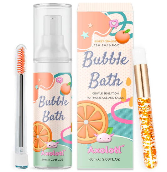 Eyelash Extension Shampoo 60Ml + Brush + Mascara Wand | Sensitive Formula Oil Free Cleanser| Paraben Free for Professional Use (Sweet Orange)